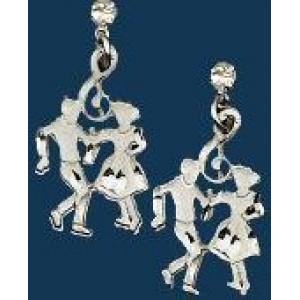 Square Dancers Earrings with Austrian Crystal, Silver